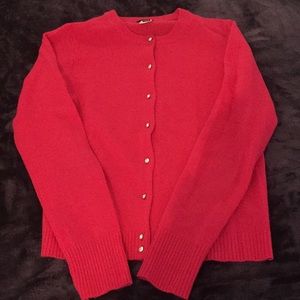 J Crew Bright Rose crystal button cardigan